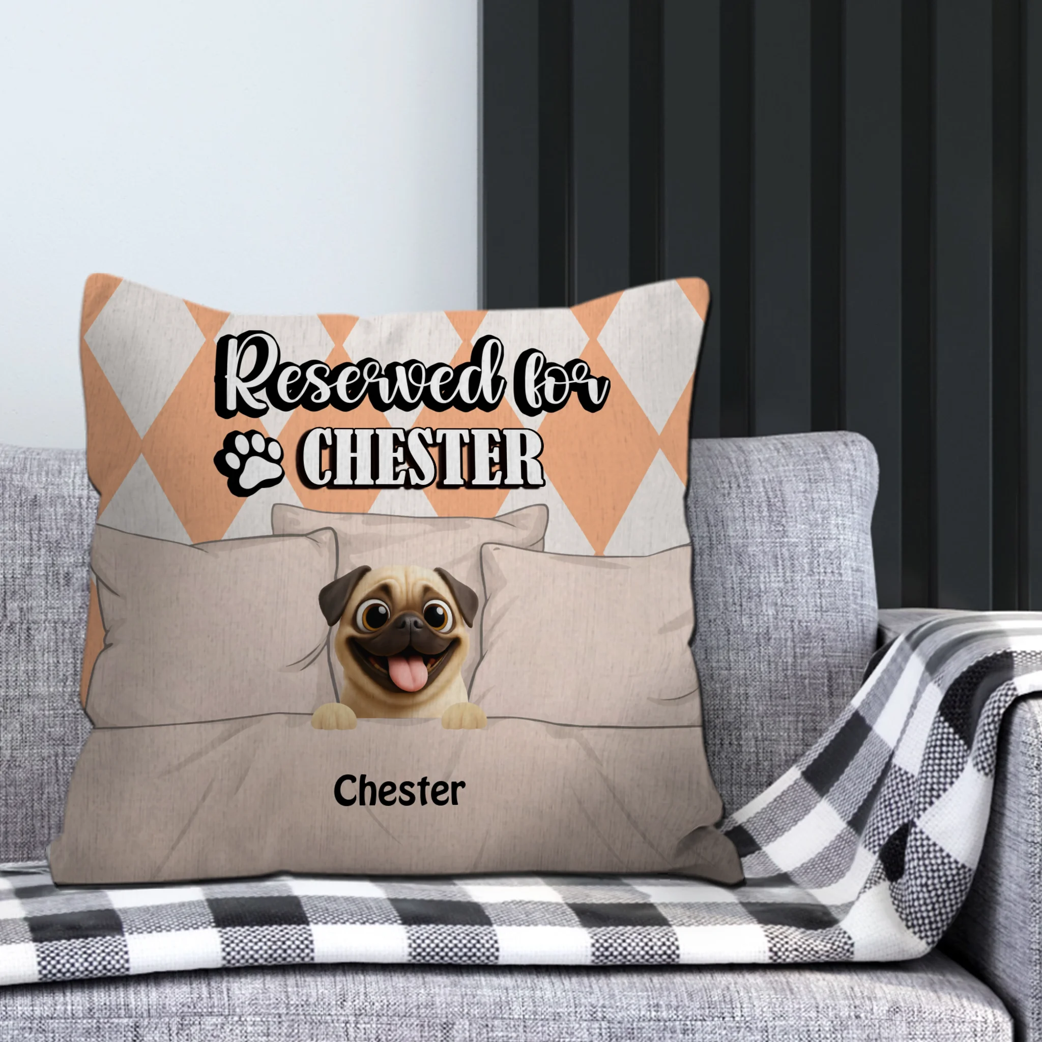 Personalized Pug Lover Pillow - Custom Reserved For Dog's Name Gift – 89Prints