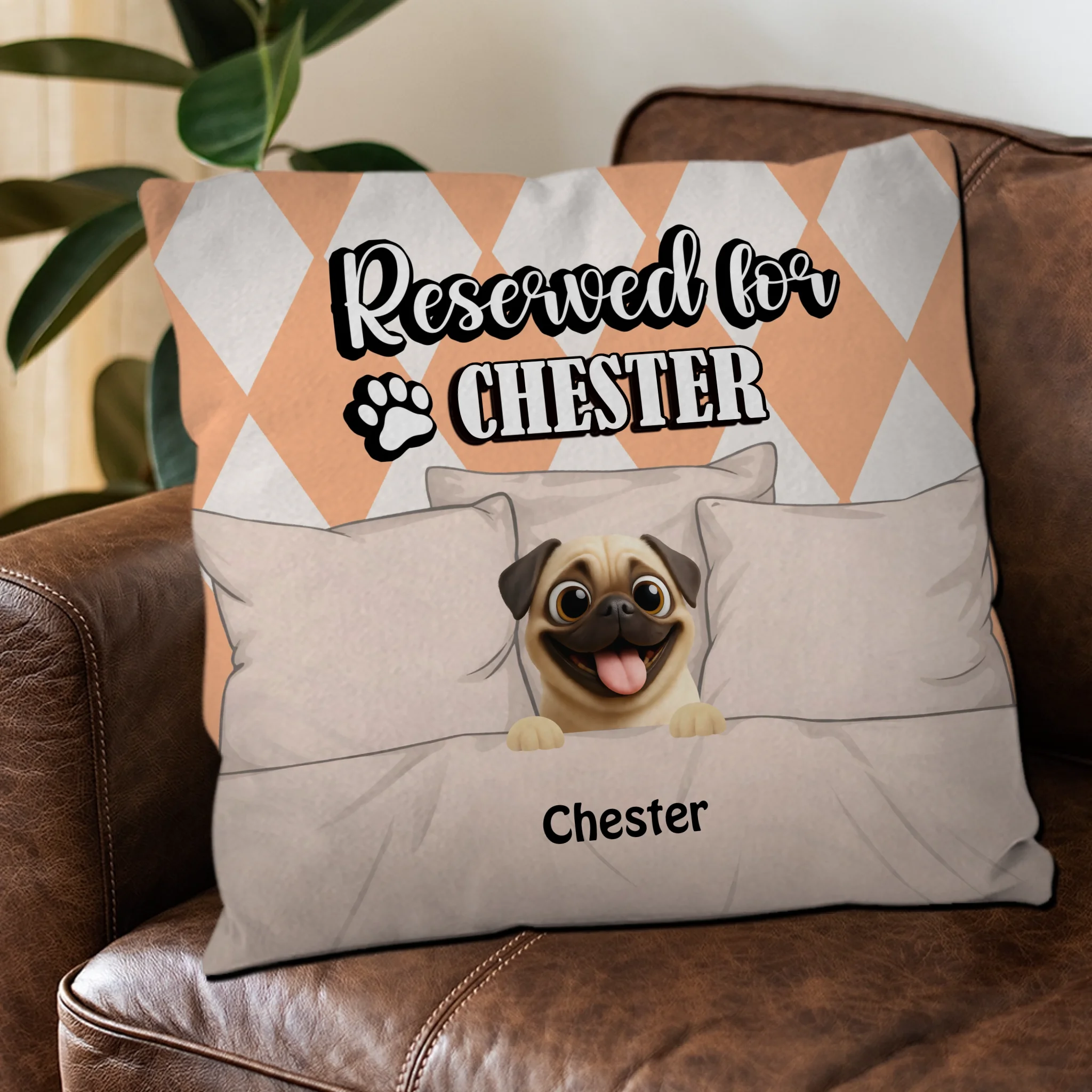Personalized Pug Lover Pillow - Custom Reserved For Dog's Name Gift – 89Prints