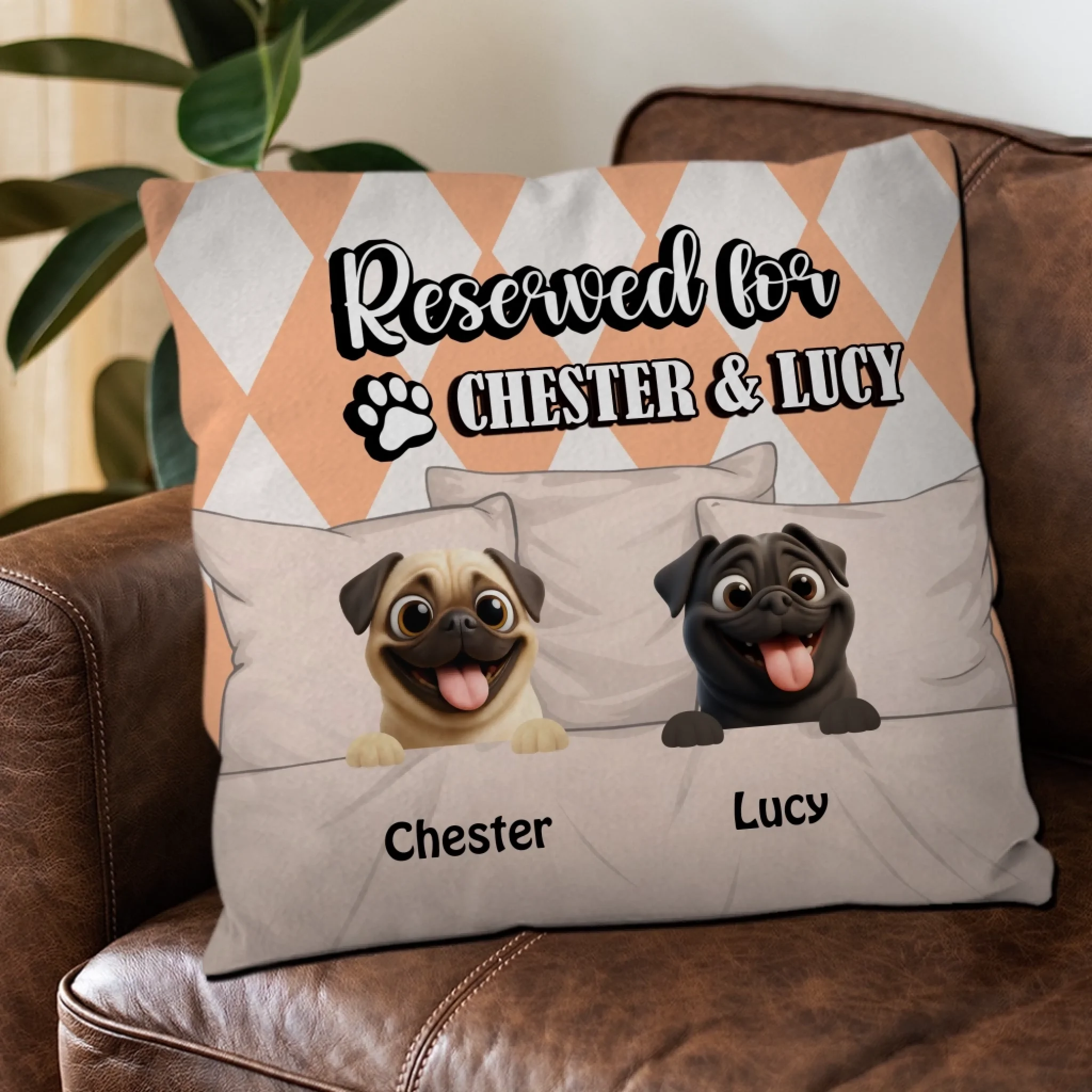 Personalized Pug Lover Pillow - Custom Reserved For Dog's Name Gift – 89Prints