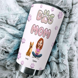 Dog Mom Custom Tumbler – Girl And Dogs Illustration With Pet Names - 89Prints