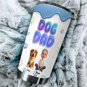 Personalized Dog Dad Tumbler – Cute Man Sitting With His Dogs Personalized Name Cup - 89Prints