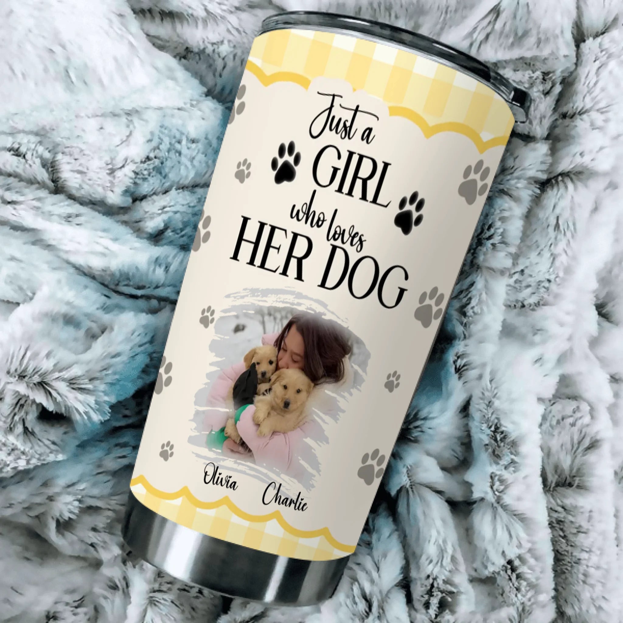 Dog Photo Tumbler – Just A Girl Who Loves Her Dog Personalized Picture Cup - 89Prints
