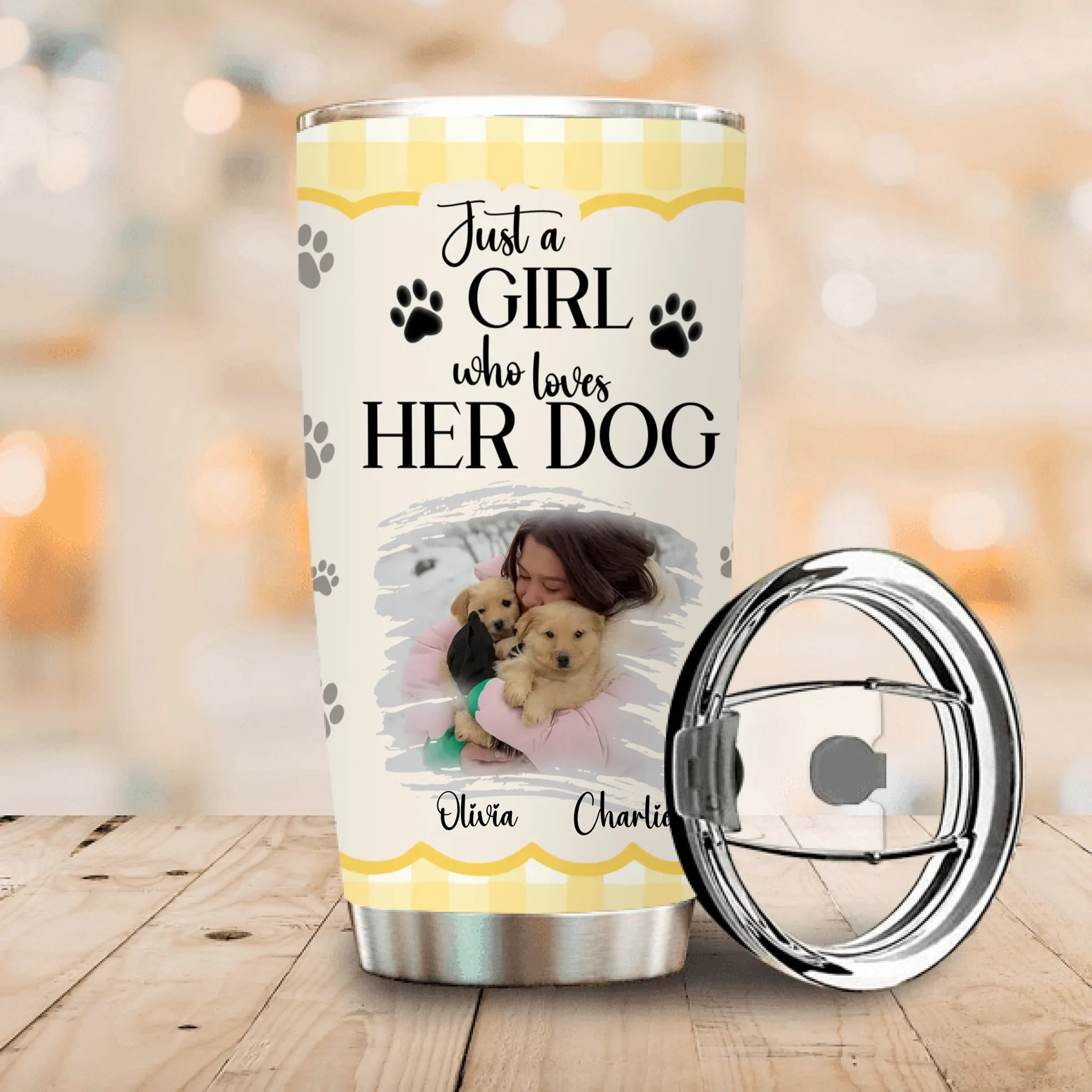 Dog Photo Tumbler – Just A Girl Who Loves Her Dog Personalized Picture Cup - 89Prints