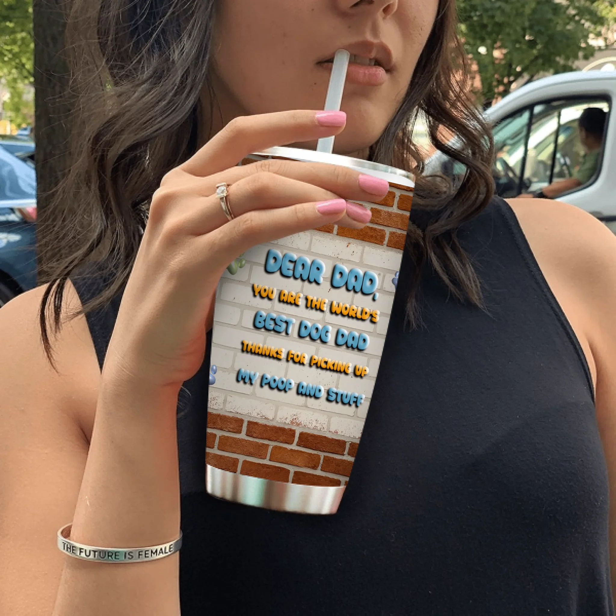 Dog Dad Tumbler - Peronalized Dear Dad Thanks For Picking Up Our Poop Funny Cup - 89Prints