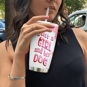 Personalised Dog Tumbler - Cute Just A Girl And Her Dog With Unqiue Name - 89Prints