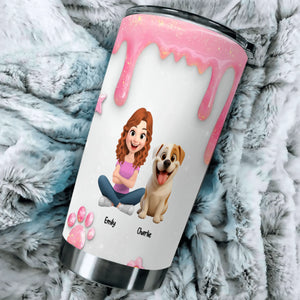 Personalised Dog Tumbler - Cute Just A Girl And Her Dog With Unqiue Name - 89Prints