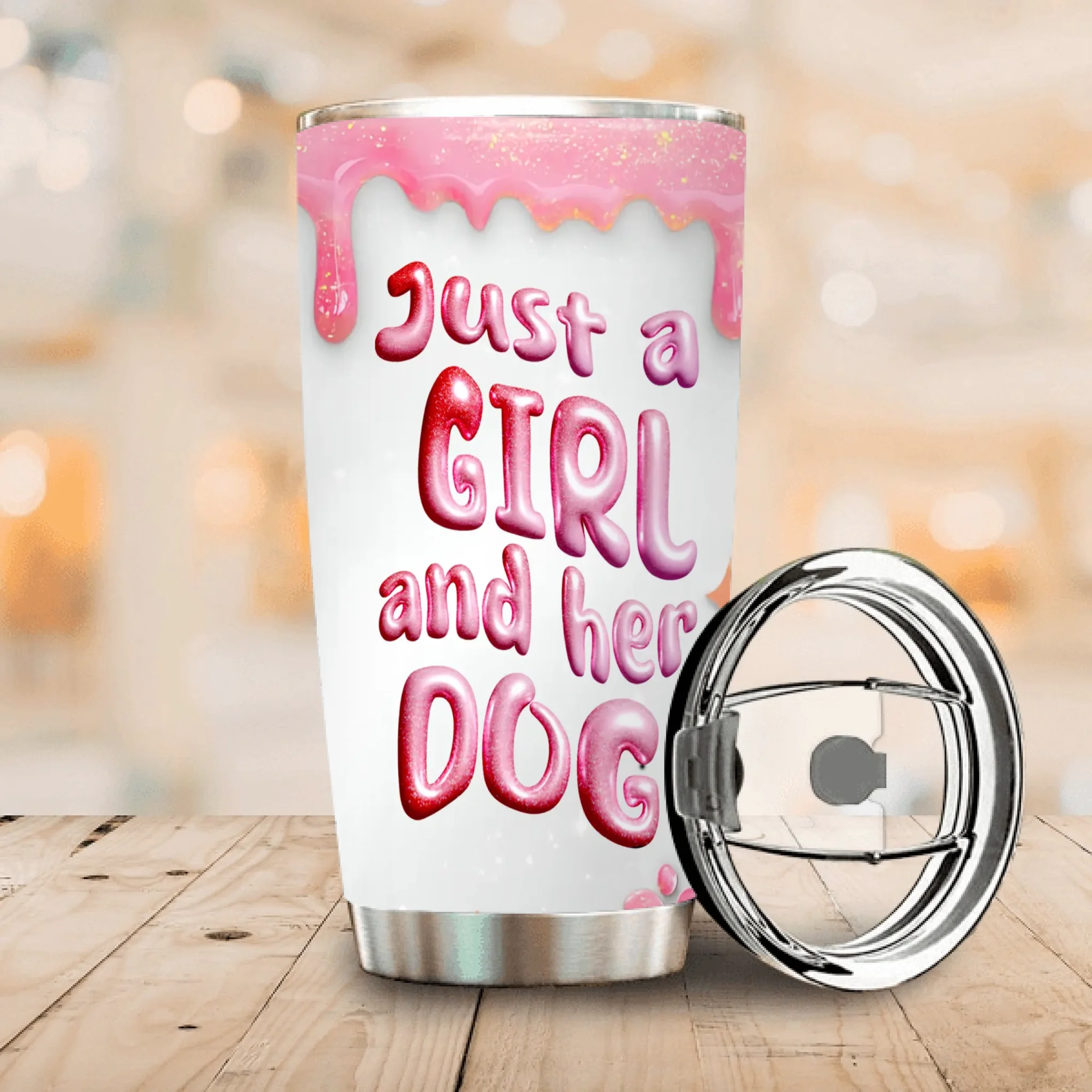 Personalised Dog Tumbler - Cute Just A Girl And Her Dog With Unqiue Name - 89Prints
