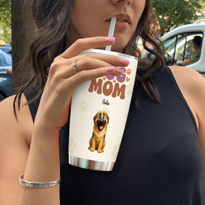 Cute Dog Tumbler – Custom Puppy Illustration With Name For Dog Lover - 89Prints