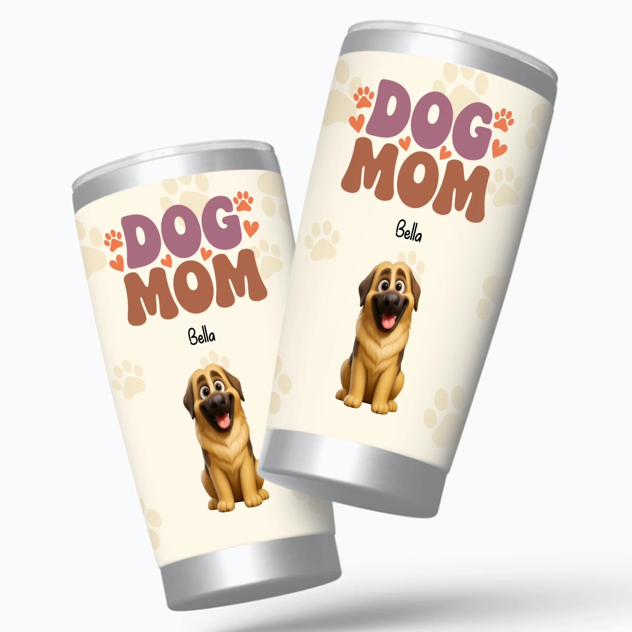 Cute Dog Tumbler – Custom Puppy Illustration With Name For Dog Lover - 89Prints