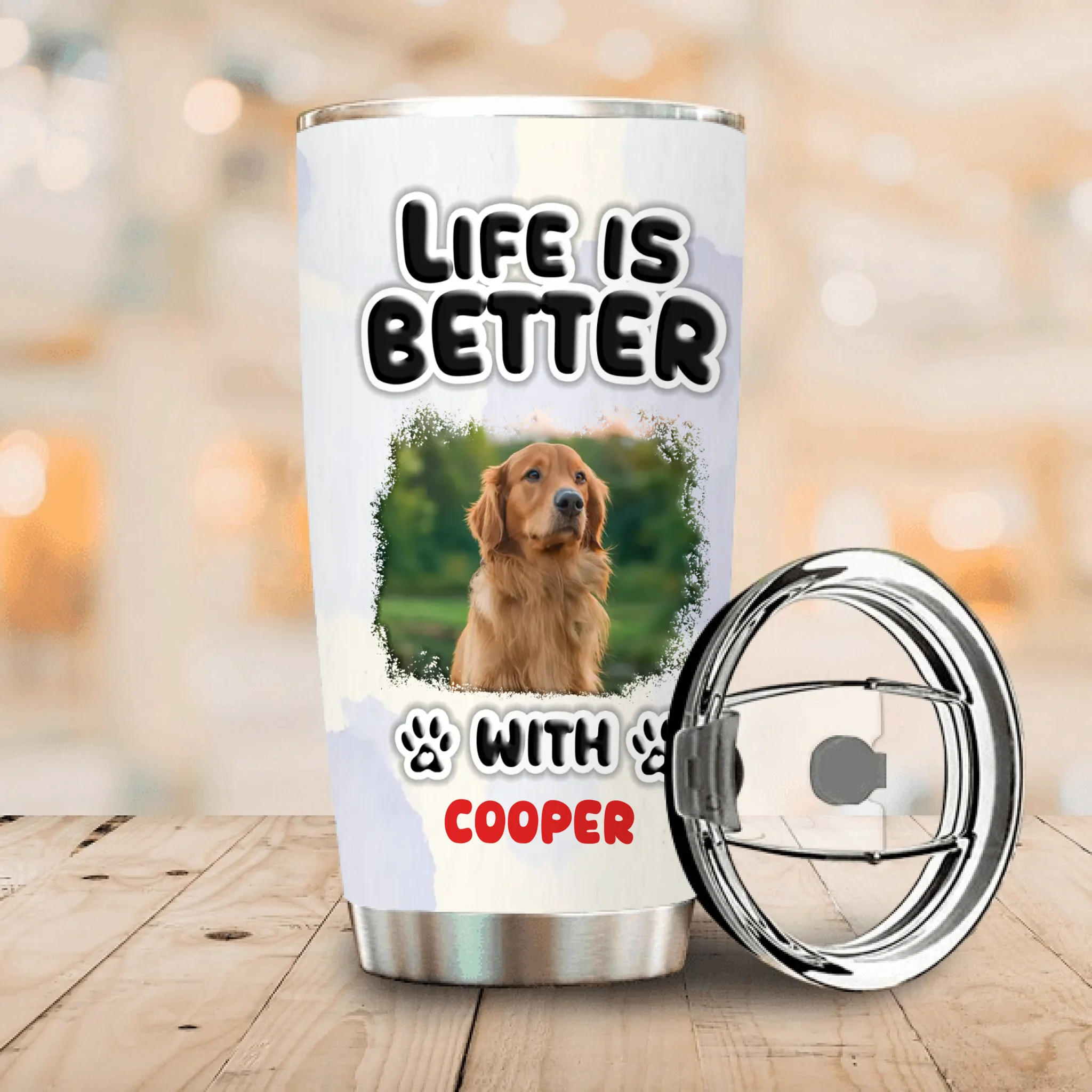 Custom Tumbler With Dog Picture – Life Is Better With Dog Picture And Name For Dog Lovers - 89Prints