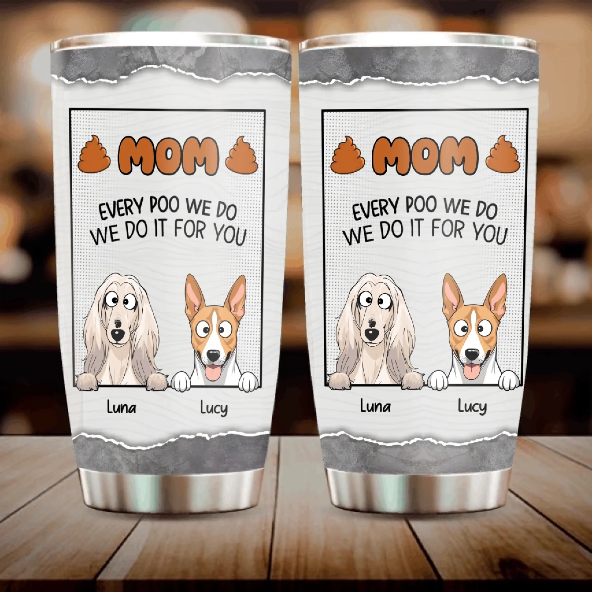 Customizable Dog Present Tumbler – Cute Dog Illustration With Name For Dog Lovers - 89Prints
