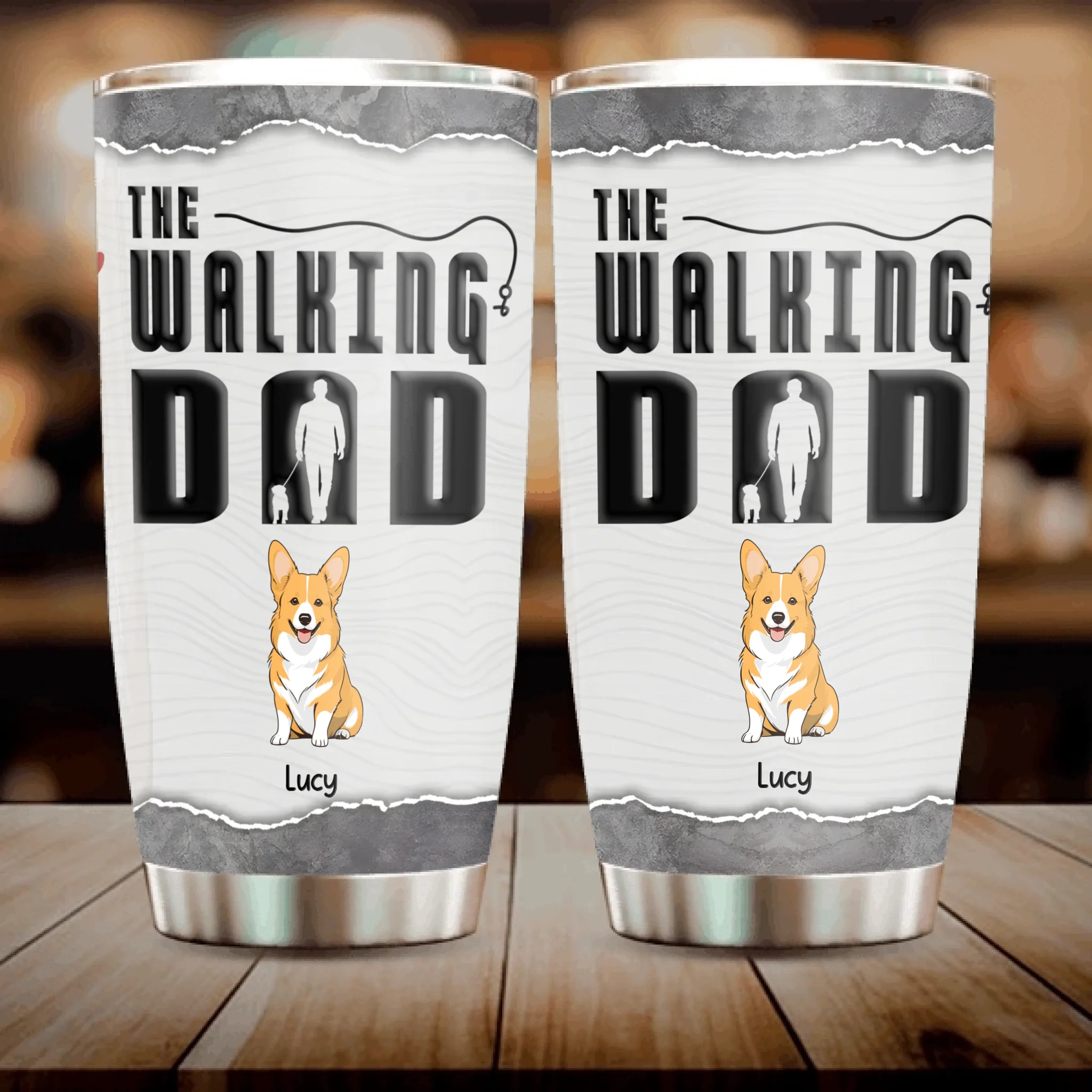 Personalised Dog Dad Tumbler – The Walking Dad Funny Gift With Individualized Dog Name - 89Prints