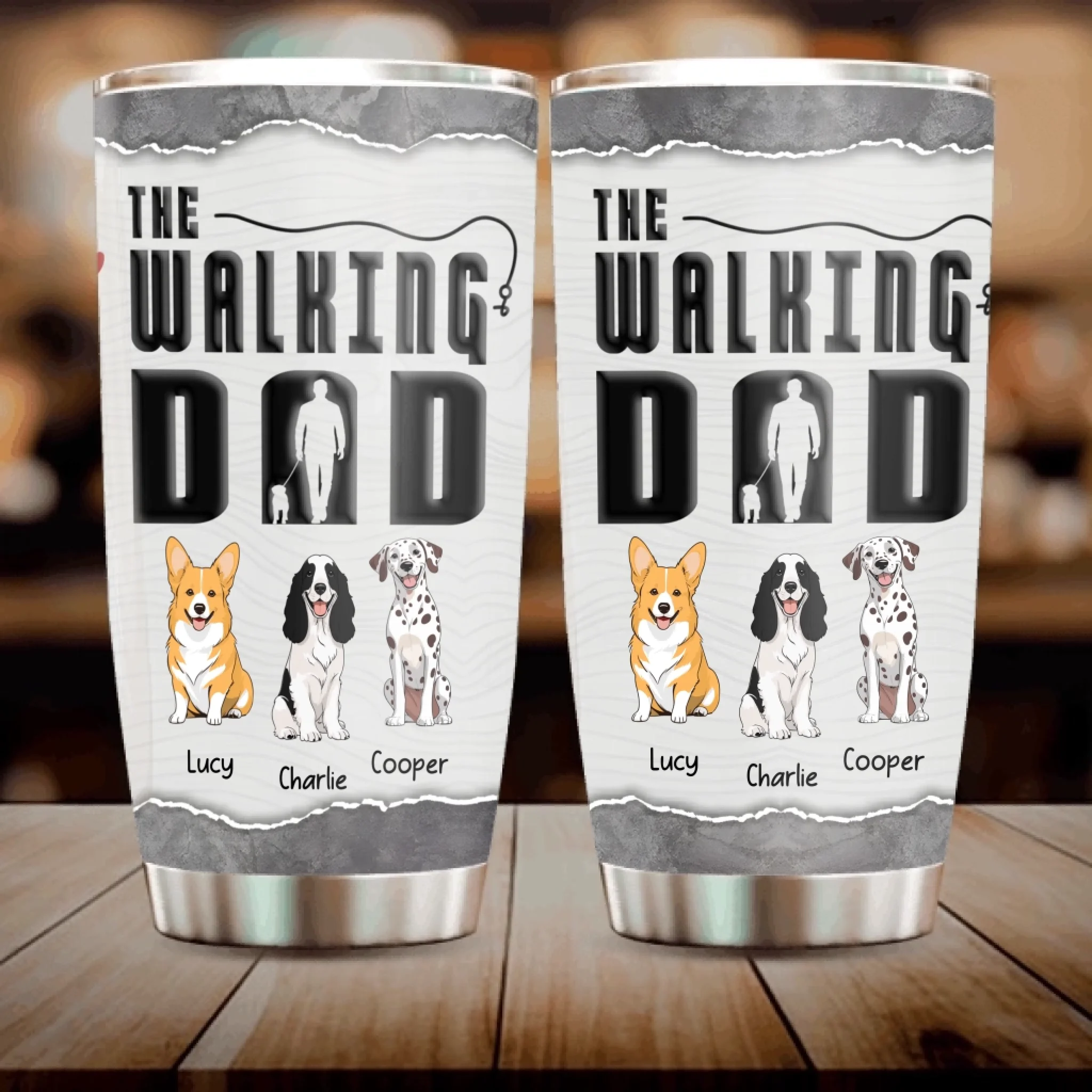 Personalised Dog Dad Tumbler – The Walking Dad Funny Gift With Individualized Dog Name - 89Prints