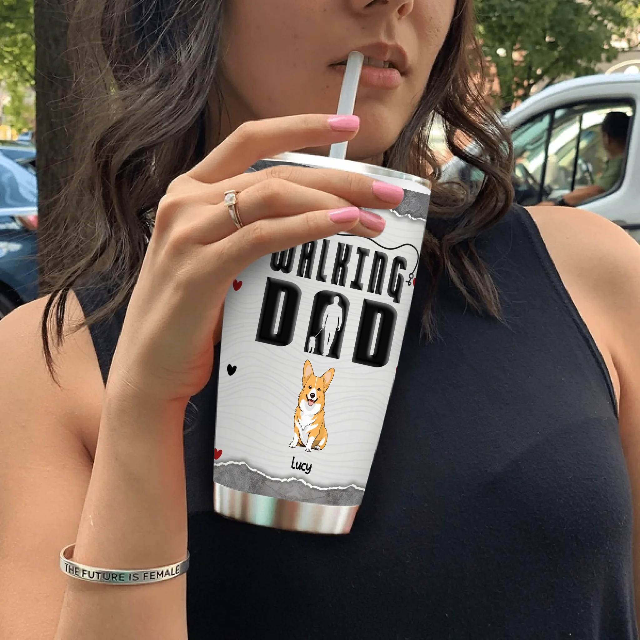 Personalised Dog Dad Tumbler – The Walking Dad Funny Gift With Individualized Dog Name - 89Prints