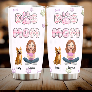 Dog Mom Tumbler - Custom Names with Multiple Dogs, Paw Print Design Gift For Dog Owners - 89Prints