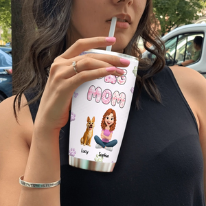 Dog Mom Tumbler - Custom Names with Multiple Dogs, Paw Print Design Gift For Dog Owners - 89Prints