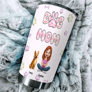 Dog Mom Tumbler - Custom Names with Multiple Dogs, Paw Print Design Gift For Dog Owners - 89Prints