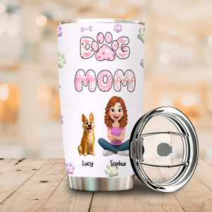 Dog Mom Tumbler - Custom Names with Multiple Dogs, Paw Print Design Gift For Dog Owners - 89Prints