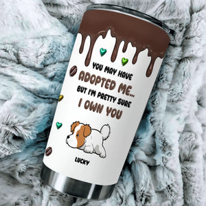 Customized Tumbler With Dog On It - “You Adopted Me But I Own You” Tailored Gift For Dog Owners - 89Prints