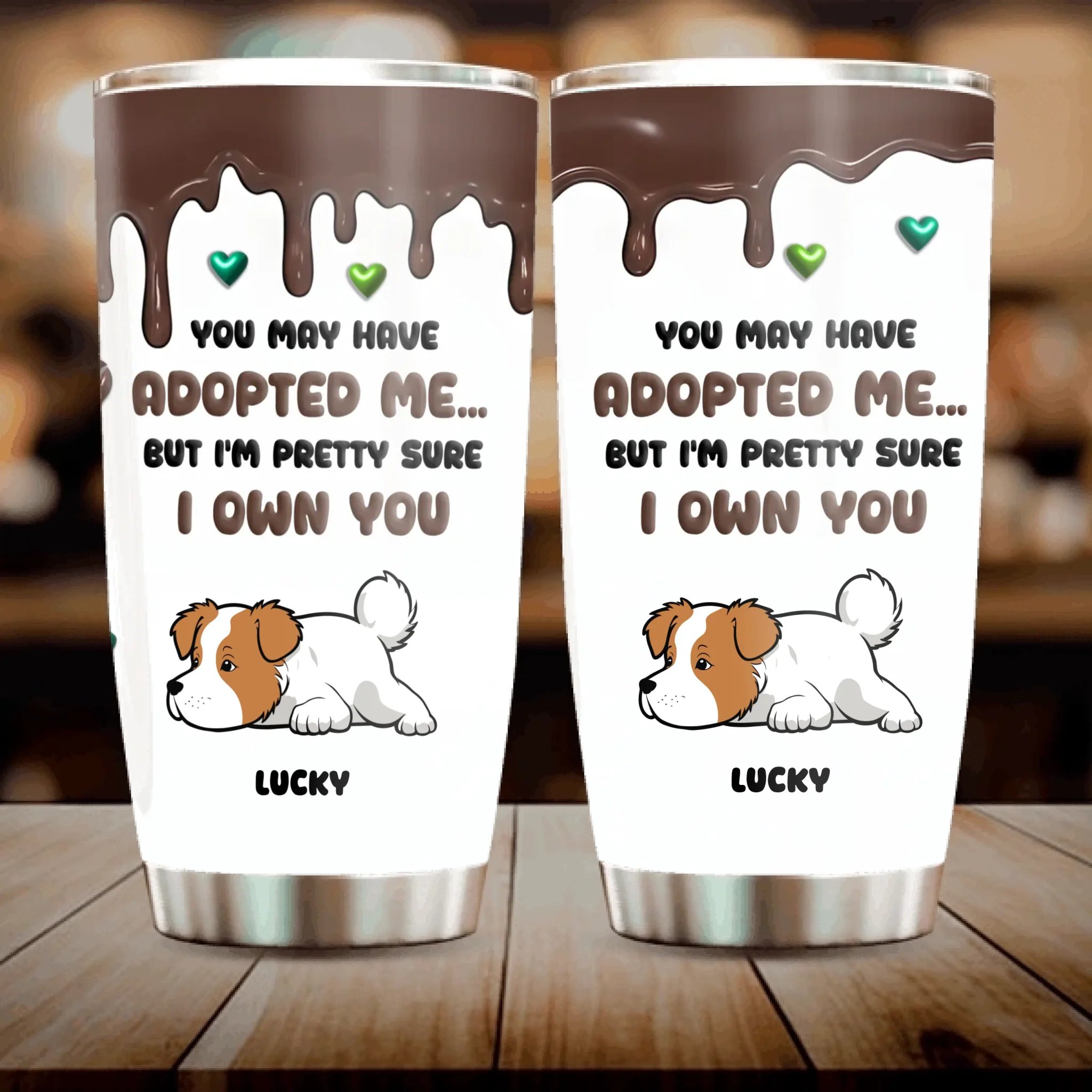 Customized Tumbler With Dog On It - “You Adopted Me But I Own You” Tailored Gift For Dog Owners - 89Prints