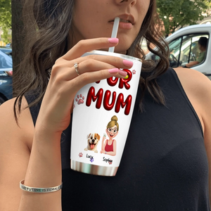 Girl And Dog Tumbler - Customizable Fur Mum Design With Dog & Owner Names - 89Prints