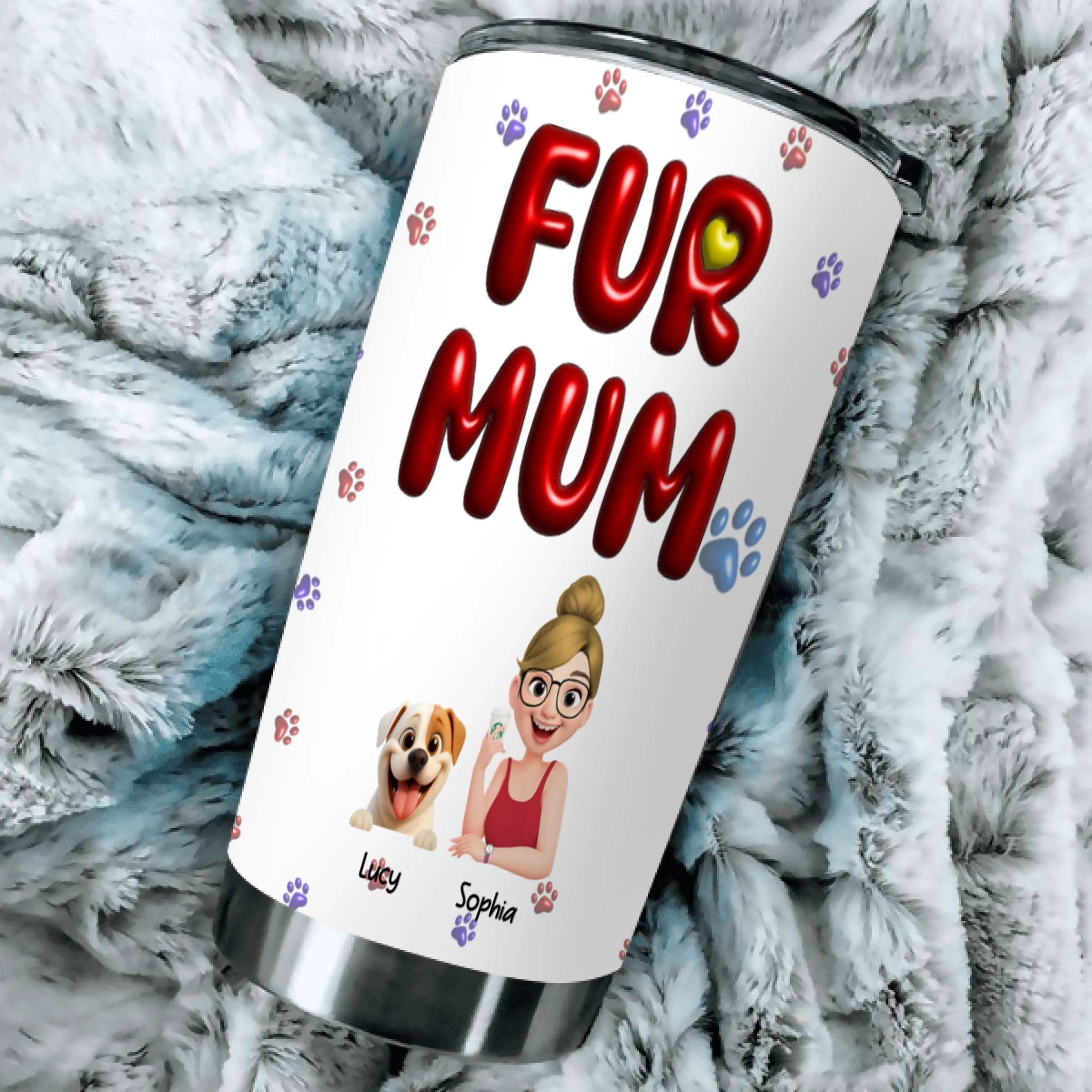 Girl And Dog Tumbler - Customizable Fur Mum Design With Dog & Owner Names - 89Prints