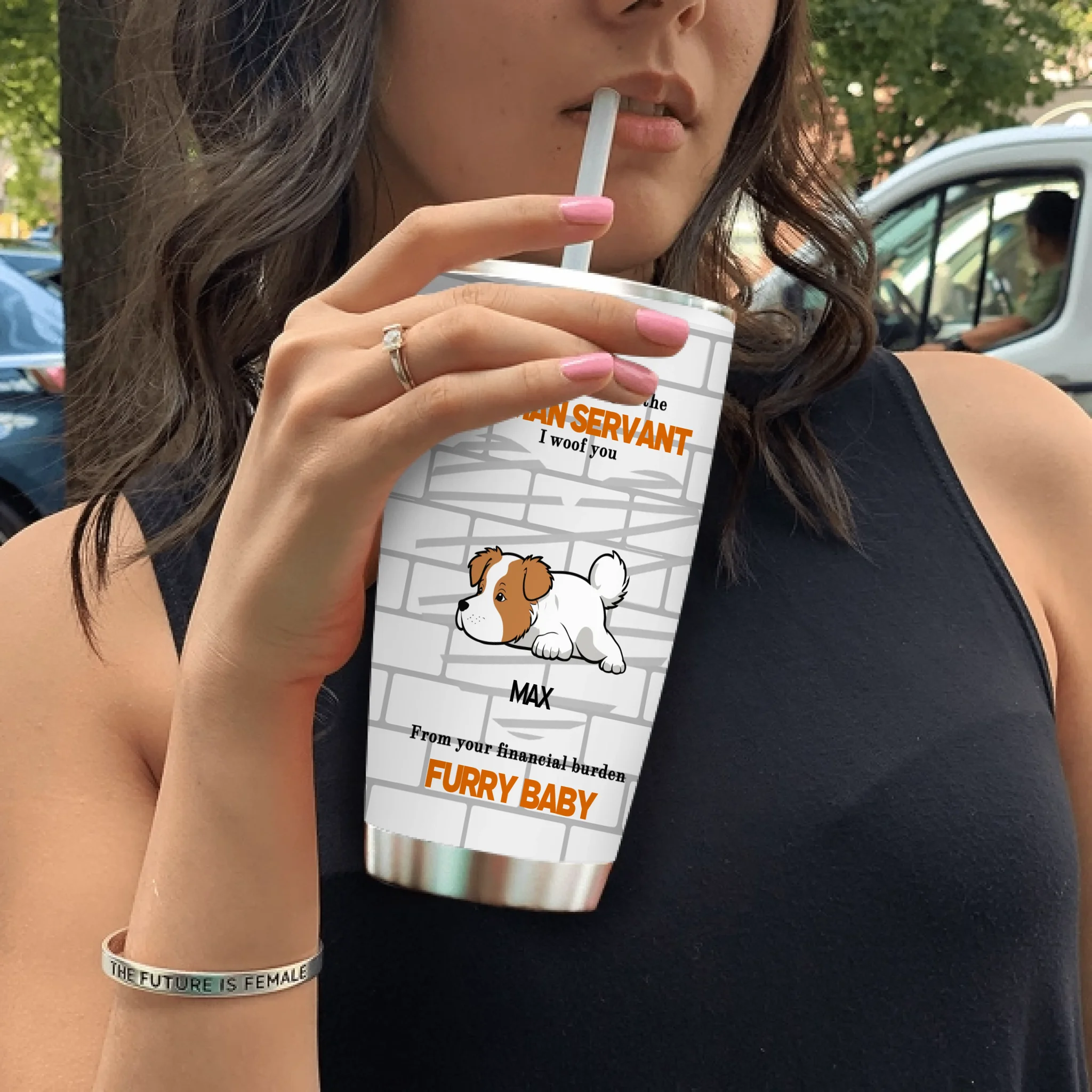 Customized Dog Lover Tumbler - Funny Furry Baby Quote With Uniue Name - 89Prints
