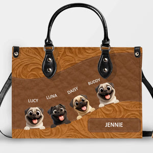 Personalized Pug Leather Handbag - Layered Carved Leather Dog Handbag - 89Prints