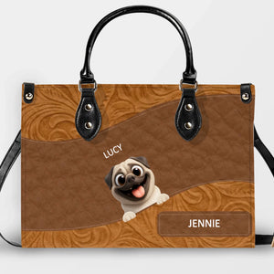 Personalized Pug Leather Handbag - Layered Carved Leather Dog Handbag - 89Prints