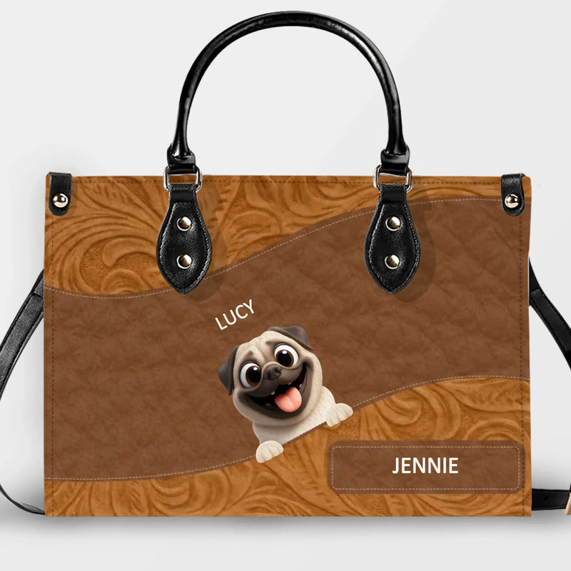Personalized Pug Leather Handbag - Layered Carved Leather Dog Handbag - 89Prints
