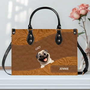Personalized Pug Leather Handbag - Layered Carved Leather Dog Handbag - 89Prints
