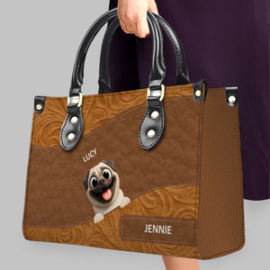 Personalized Pug Leather Handbag - Layered Carved Leather Dog Handbag - 89Prints