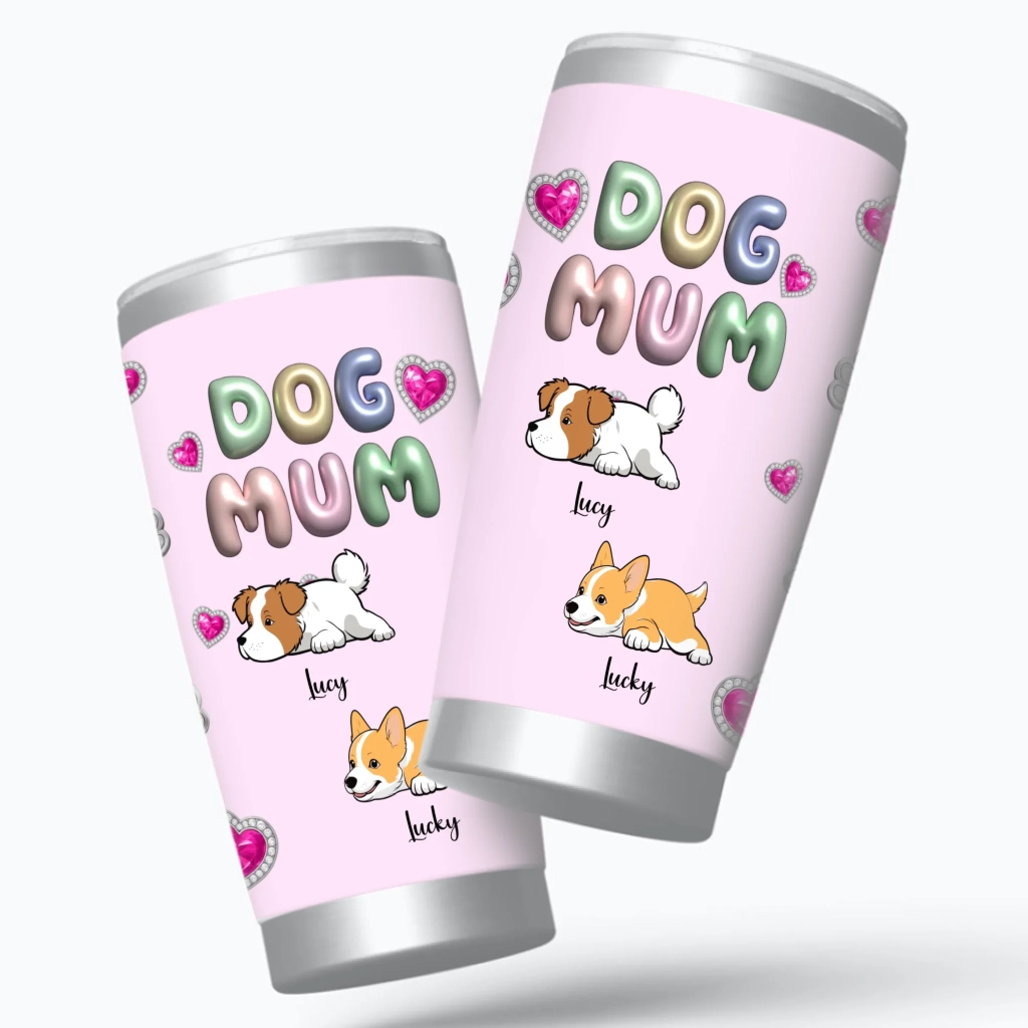 Customized Dog Mum Coffee Tumbler - Cute Sleeping Puppy With Dog Name for Dog Owners - 89Prints