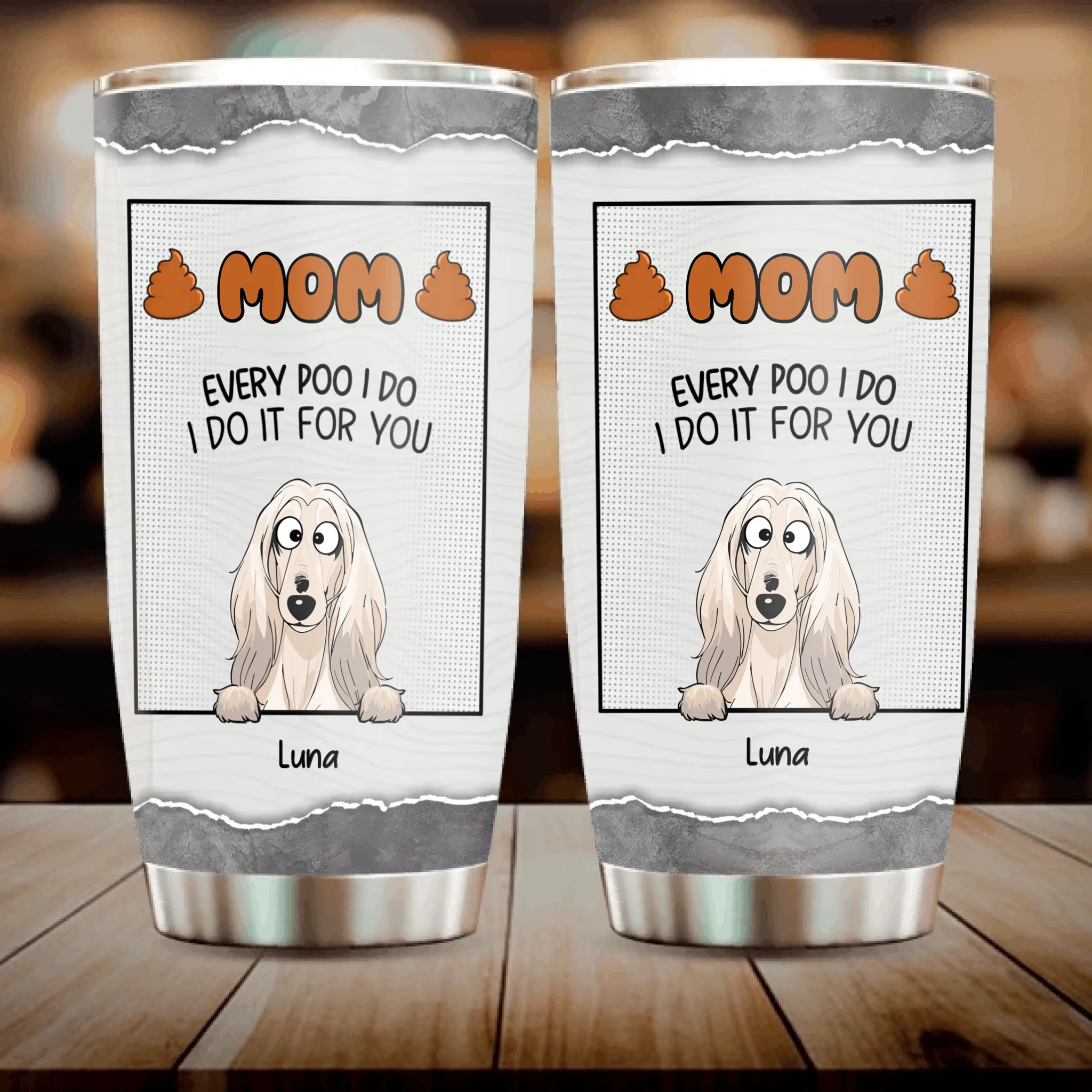 Customizable Dog Present Tumbler – Cute Dog Illustration With Name For Dog Lovers - 89Prints