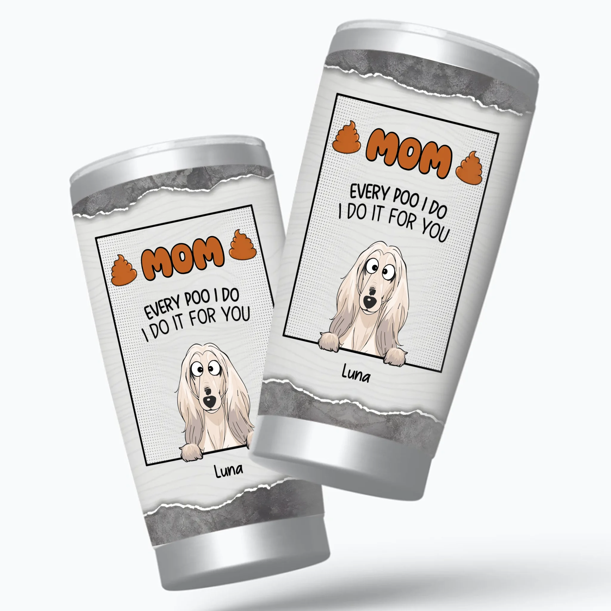 Customizable Dog Present Tumbler – Cute Dog Illustration With Name For Dog Lovers - 89Prints