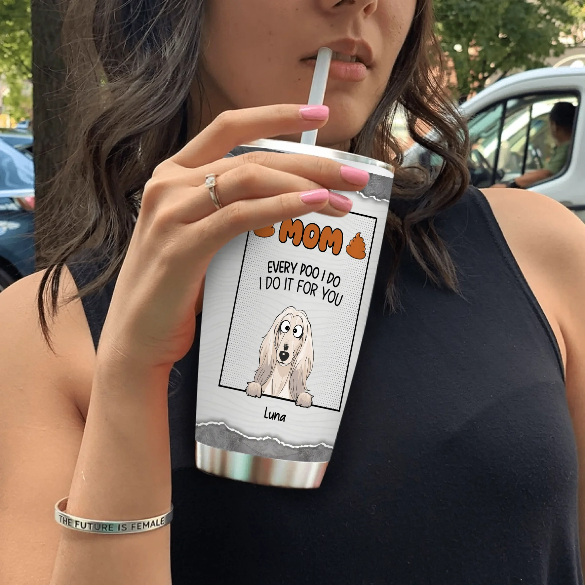 Customizable Dog Present Tumbler – Cute Dog Illustration With Name For Dog Lovers - 89Prints
