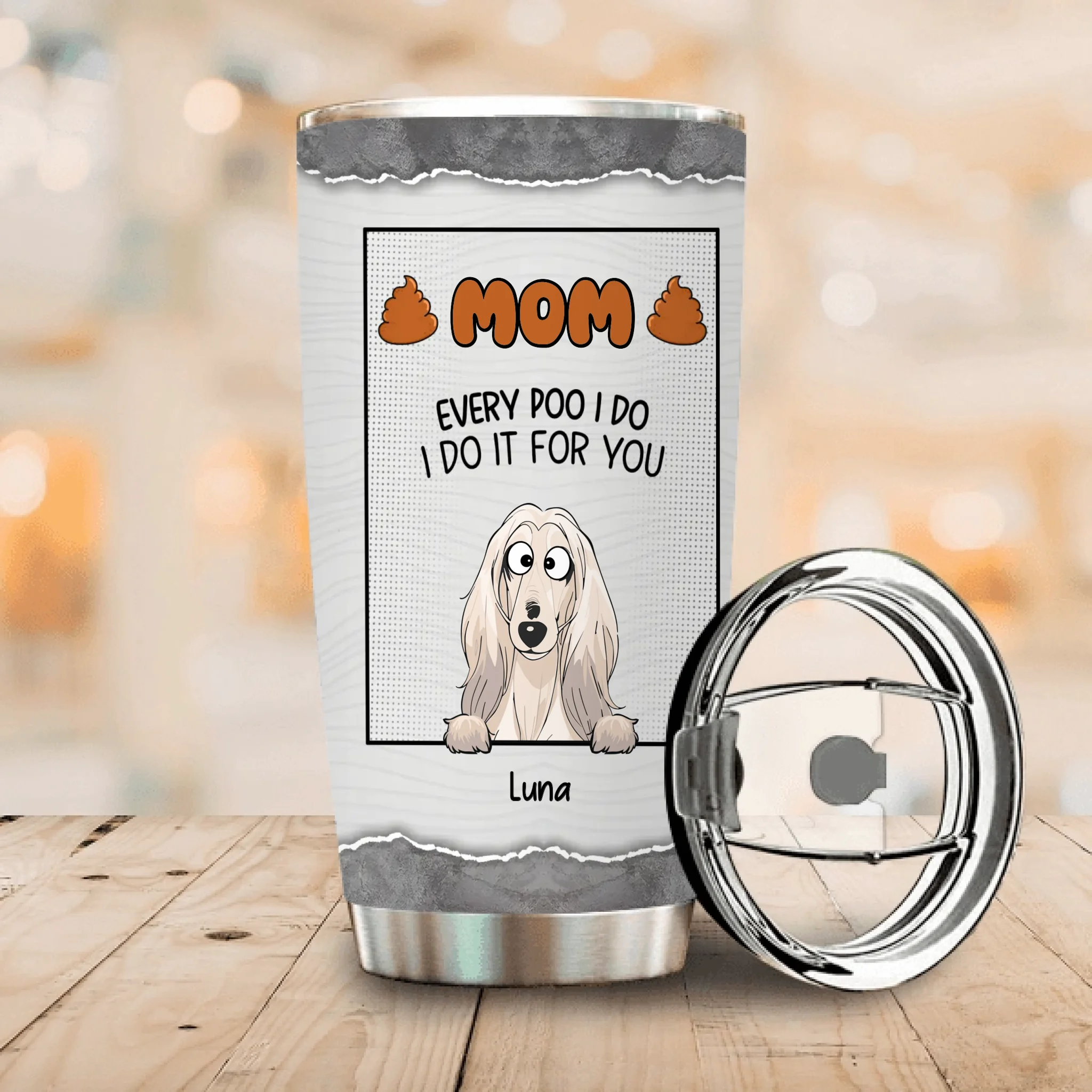 Customizable Dog Present Tumbler – Cute Dog Illustration With Name For Dog Lovers - 89Prints