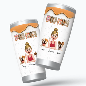 Custom Girl And Dog Tumbler - Cute Character Design With Dog And Owner Names - 89Prints