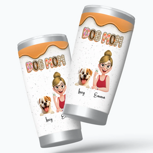 Custom Girl And Dog Tumbler - Cute Character Design With Dog And Owner Names - 89Prints