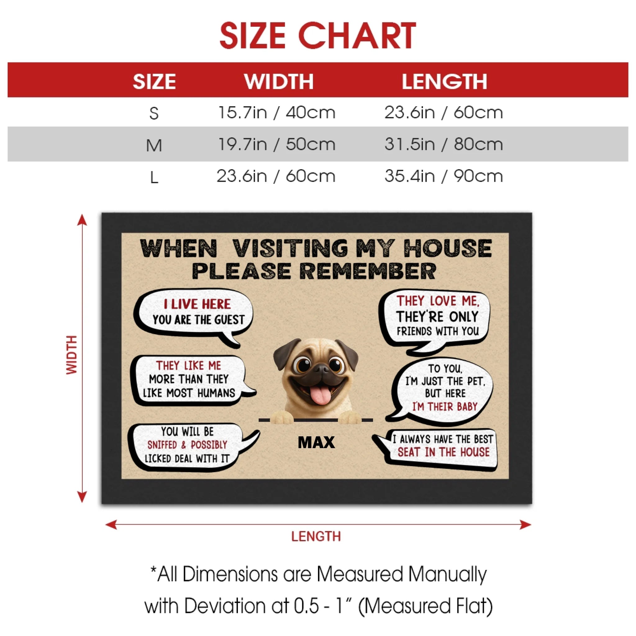 Personalized Pug Lover Doormat – Funny When Visiting My House Gift | 89Prints