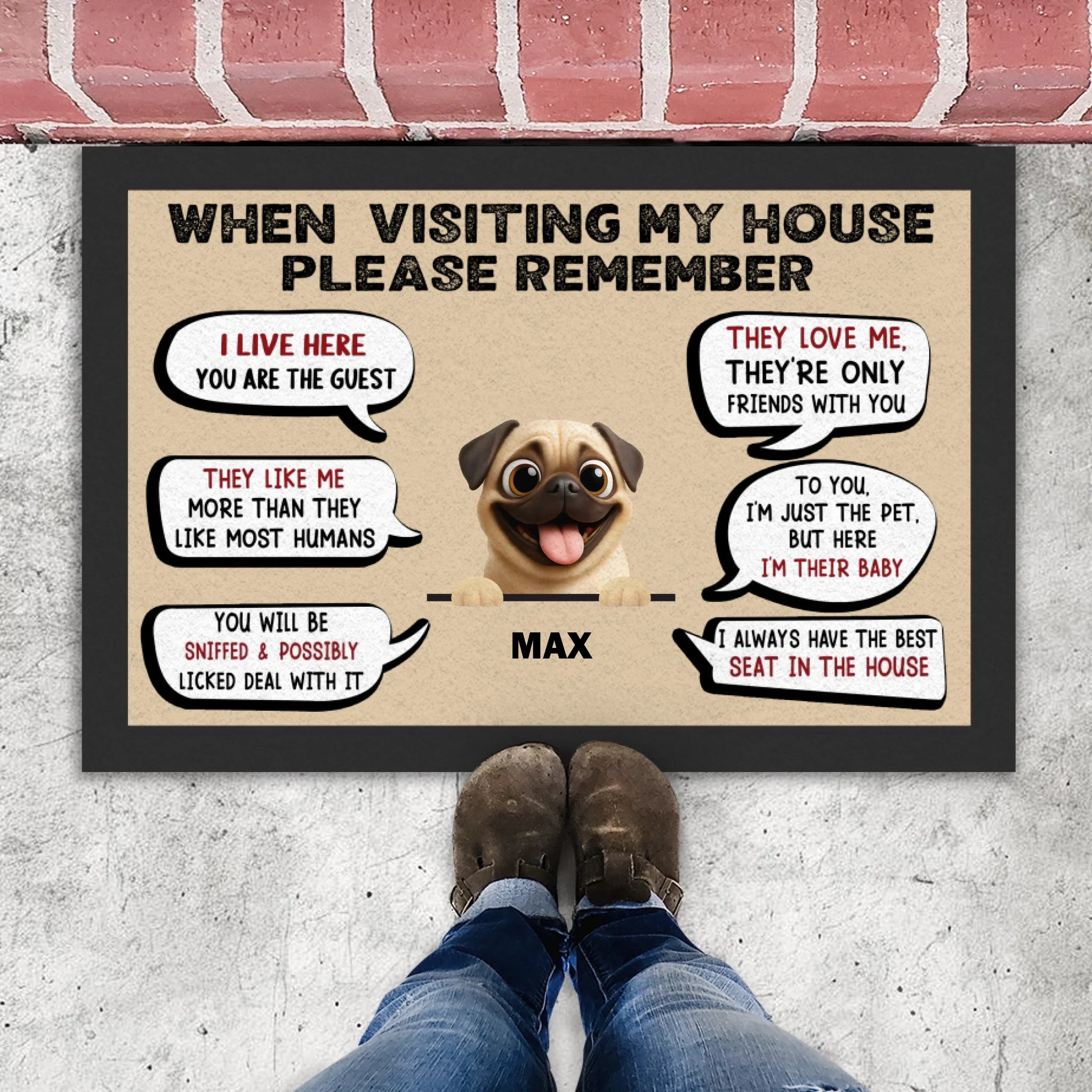 Personalized Pug Lover Doormat – Funny When Visiting My House Gift | 89Prints