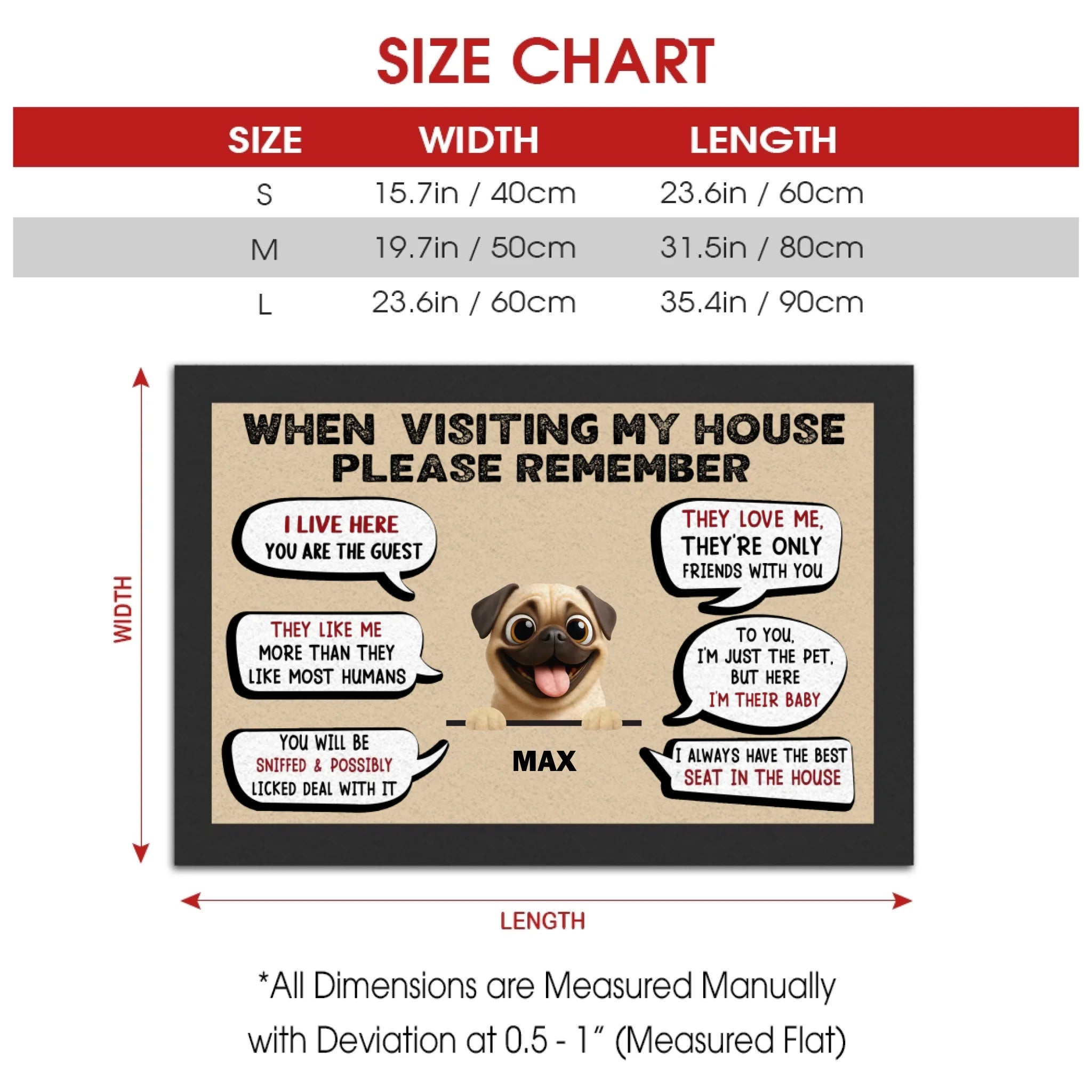 Personalized Pug Lover Doormat – Funny When Visiting My House Gift | 89Prints