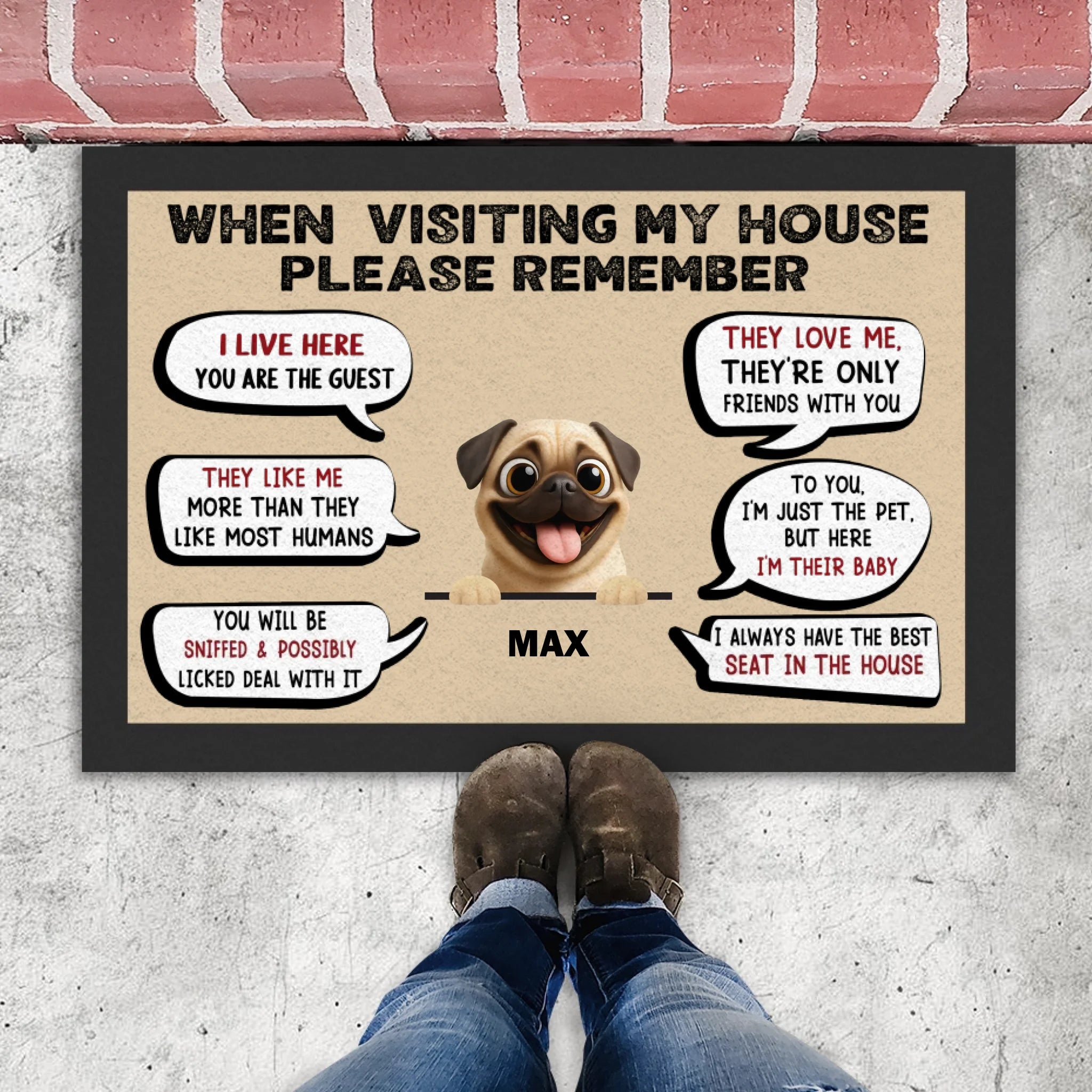 Personalized Pug Lover Doormat – Funny When Visiting My House Gift | 89Prints