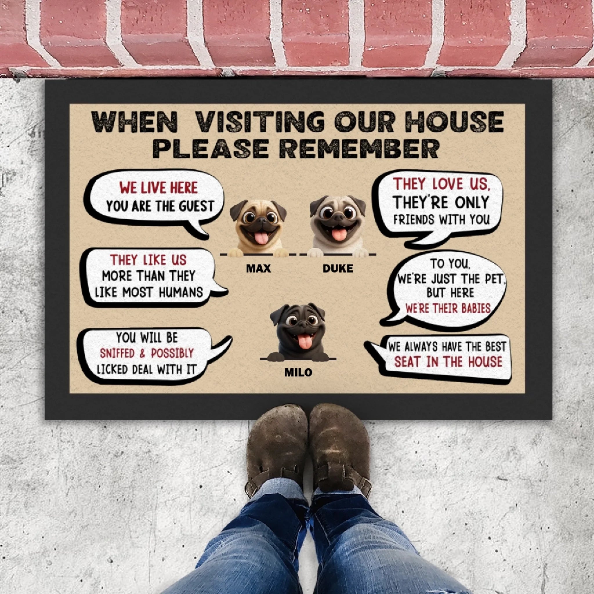 Personalized Pug Lover Doormat – Funny When Visiting My House Gift | 89Prints