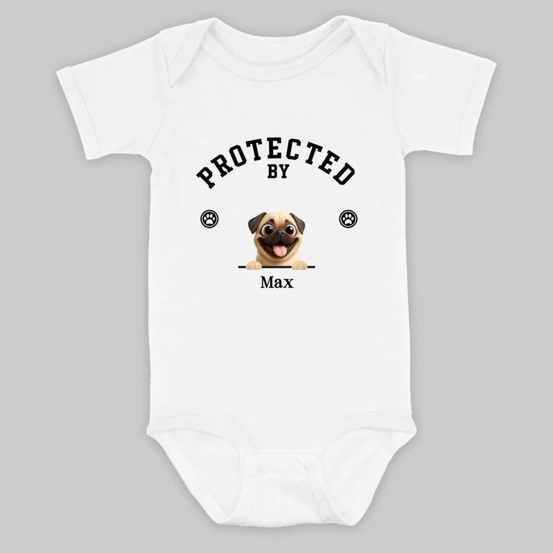 Personalized Pug Baby Onesie – Protected By Custom Dog Design | 89Prints