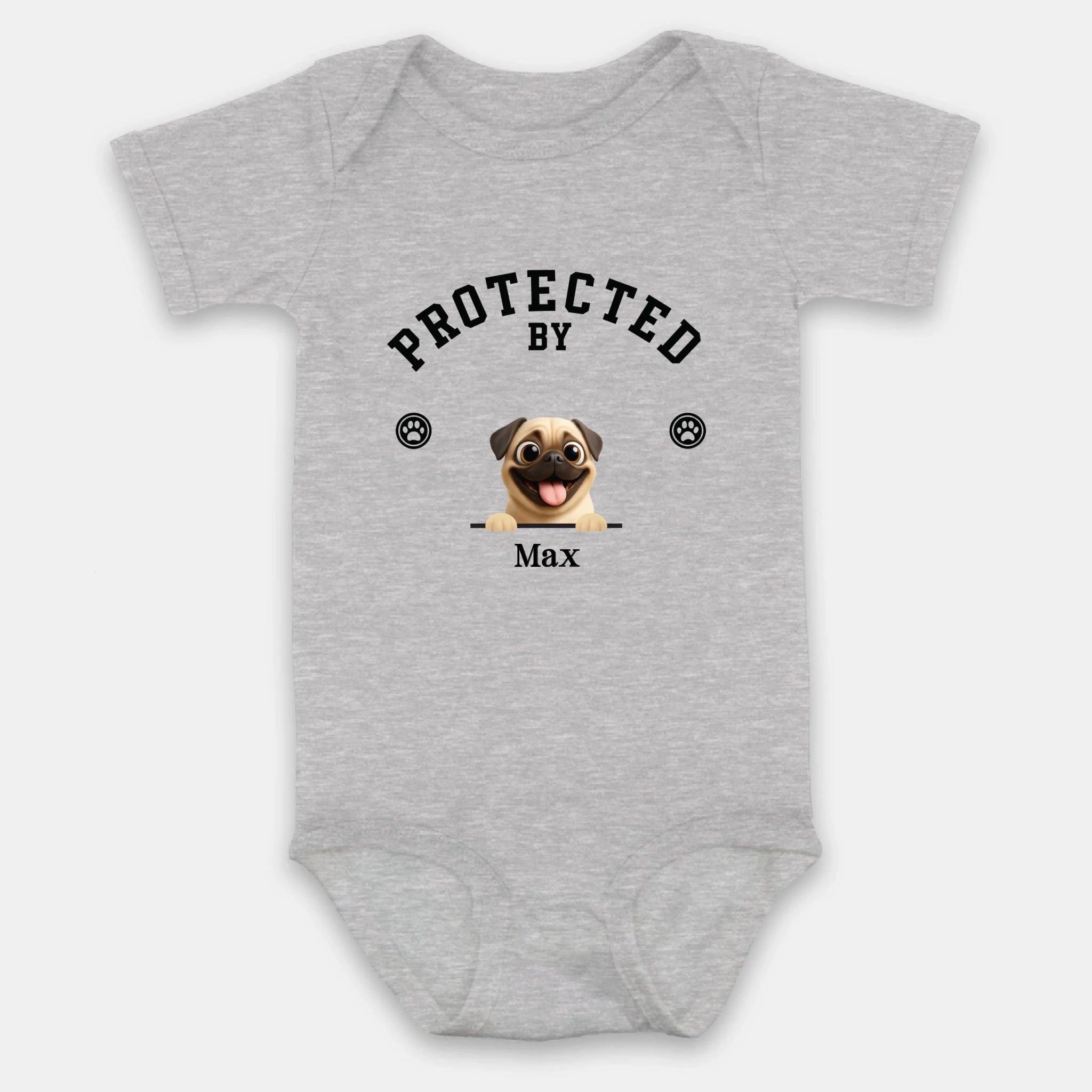 Personalized Pug Baby Onesie – Protected By Custom Dog Design | 89Prints
