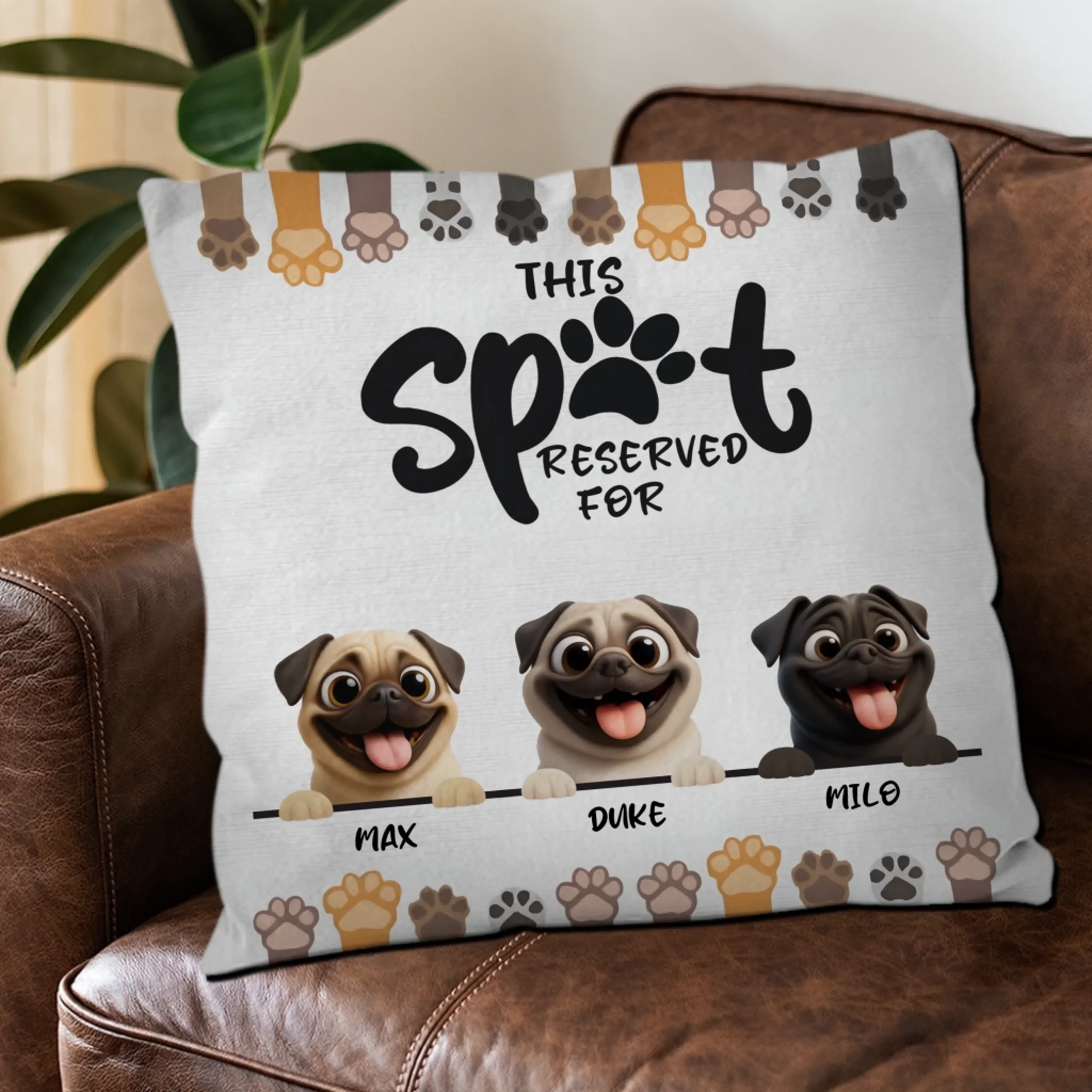 Customized Pug Lover Pillow - A Meaningful Gift, This Spot Reserved For My Dog | 89Prints