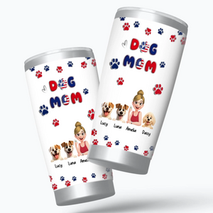 Dog Mom Tumbler 20 Oz - Custom Pet Character and Paw Print Artwork, Gifts For Dog Owners - 89Prints