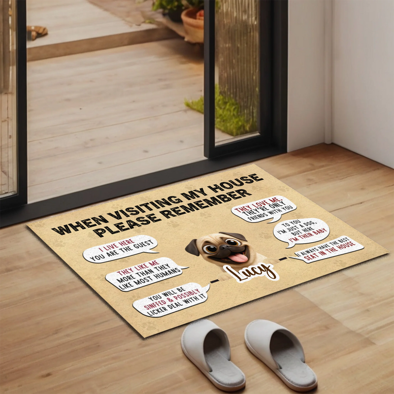 Customized Pug Doormat - A Special Gift, When Visiting My House | 89Prints
