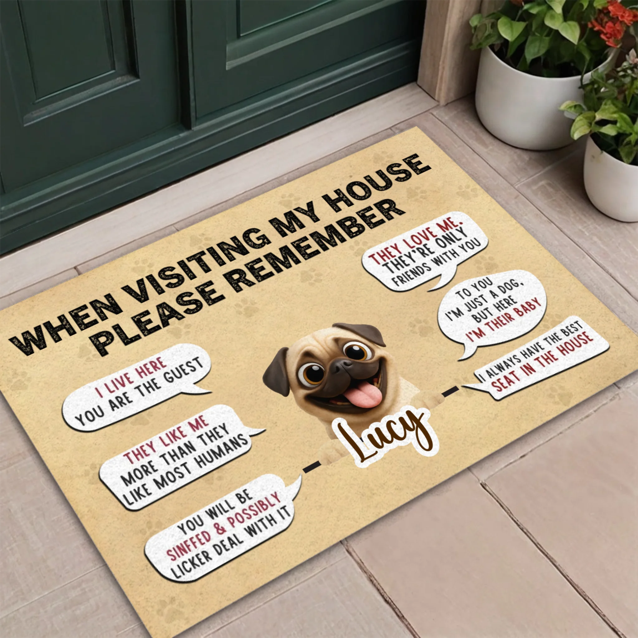 Customized Pug Doormat - A Special Gift, When Visiting My House | 89Prints